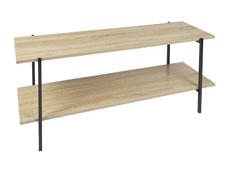 Banc TV 2 Plateaux Métal et Aspect Bois - DARA