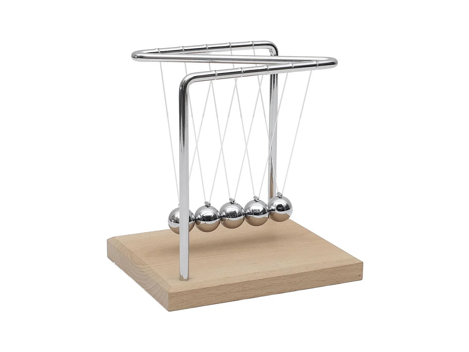 Pendule newton métallique avec 5 boules argentées (H15 cm)