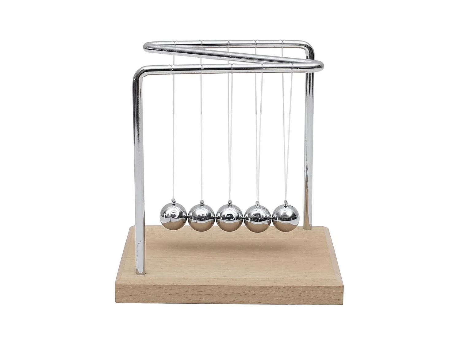 Pendule newton métallique avec 5 boules argentées (H15 cm)