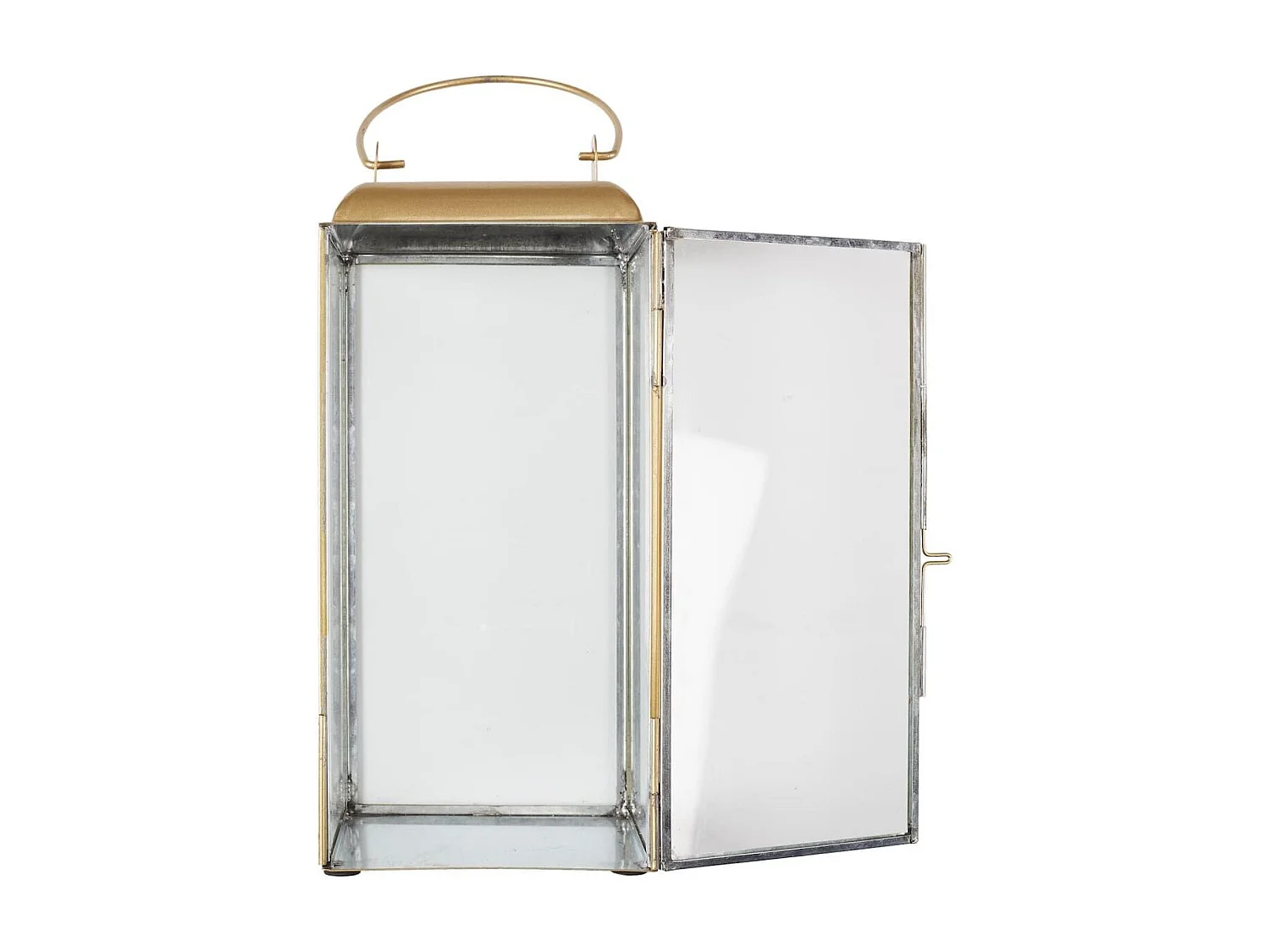 Lanterne décorative en verre avec contour en métal doré (H30cm)