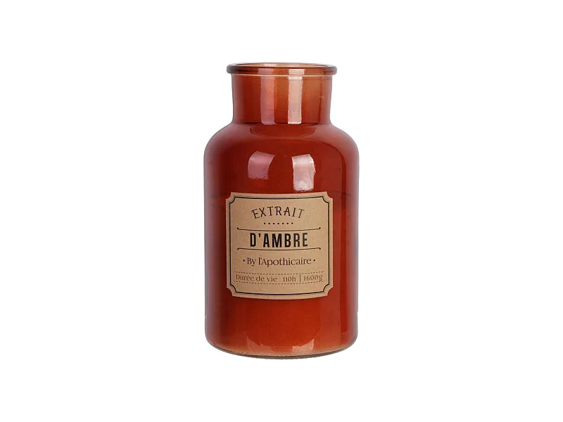 Bougie XXL en verre marron parfum ambre (H25,5cm)