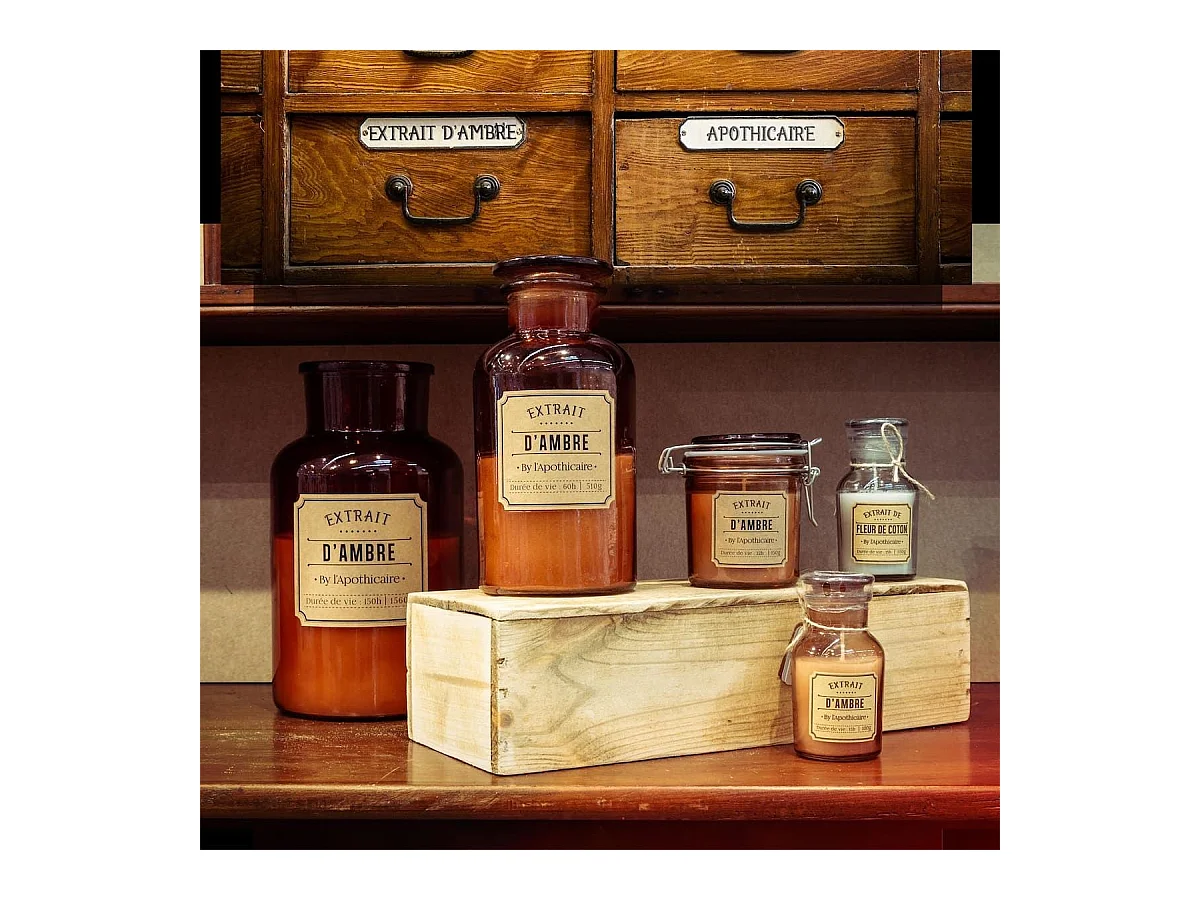 Bougie XXL en verre marron parfum ambre (H25,5cm)