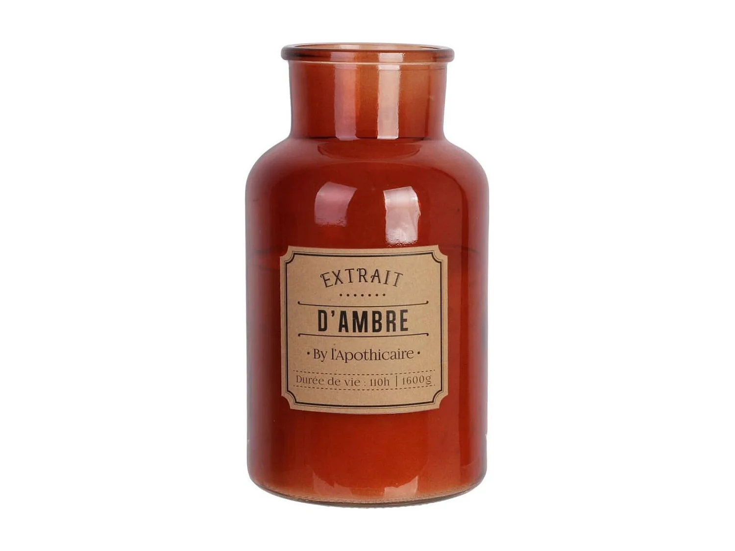 Bougie XXL en verre marron parfum ambre (H25,5cm)