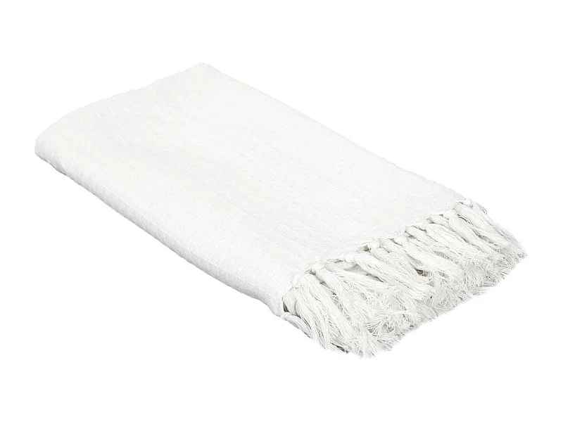 Plaid jeté de canapé 120x150cm style gaufré coloris ivoire