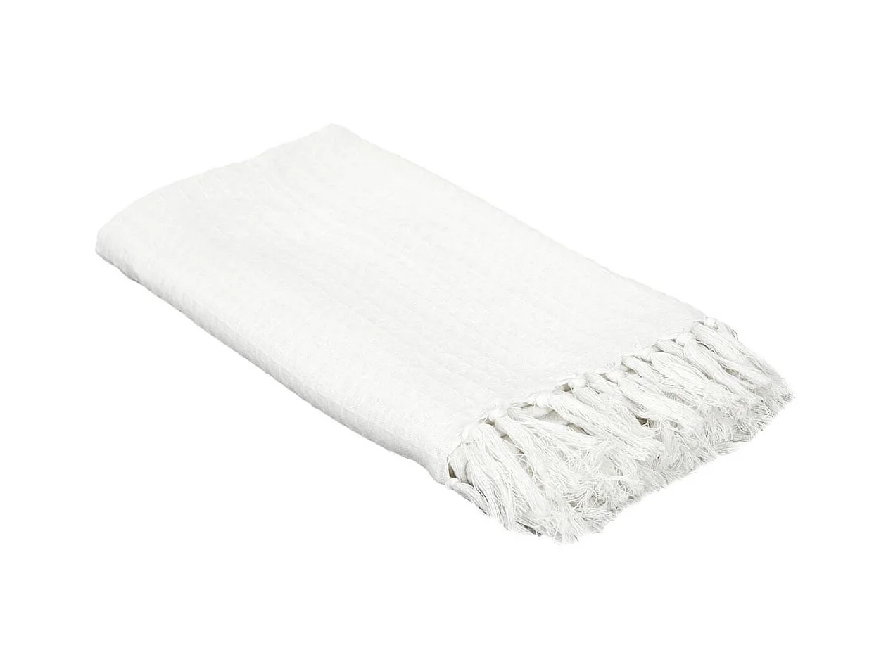 Plaid jeté de canapé 120x150cm style gaufré coloris ivoire