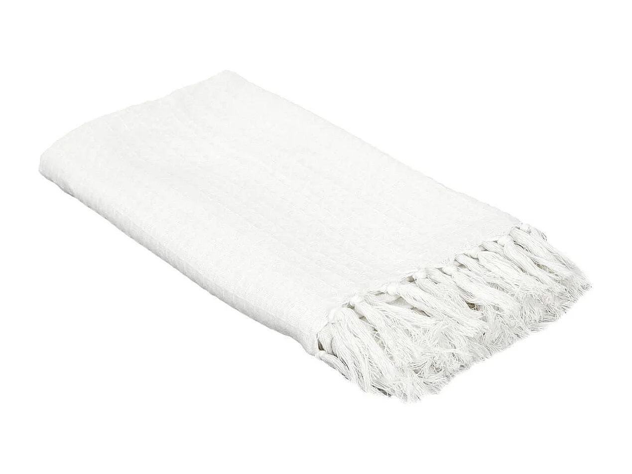 Plaid jeté de canapé 120x150cm style gaufré coloris ivoire