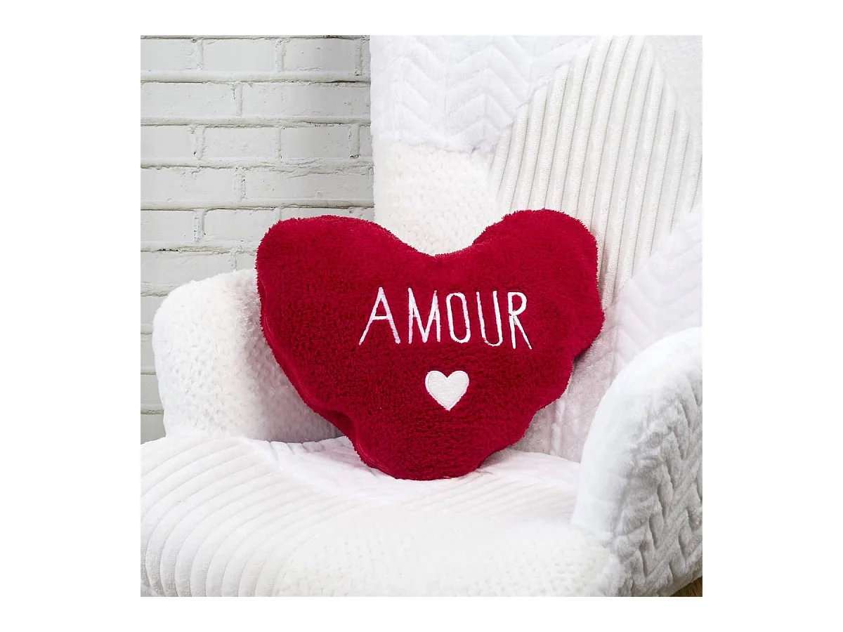 Plaid Coussin 2-en-1 "amour" en Sherpa Coloris rouge