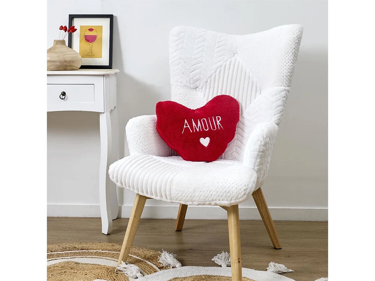 Plaid Coussin 2-en-1 "amour" en Sherpa Coloris rouge