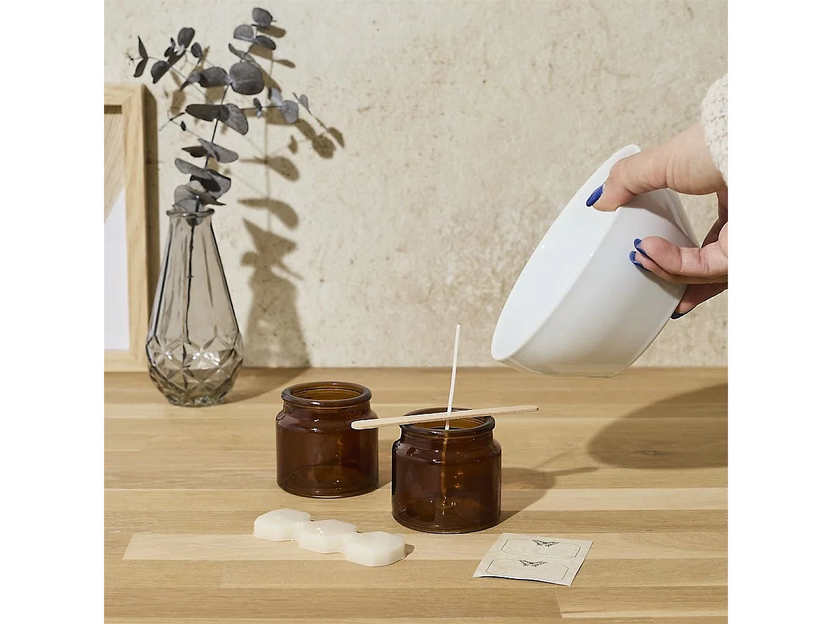 Coffret DIY fabrication 2 bougies parfumées à l'ambre