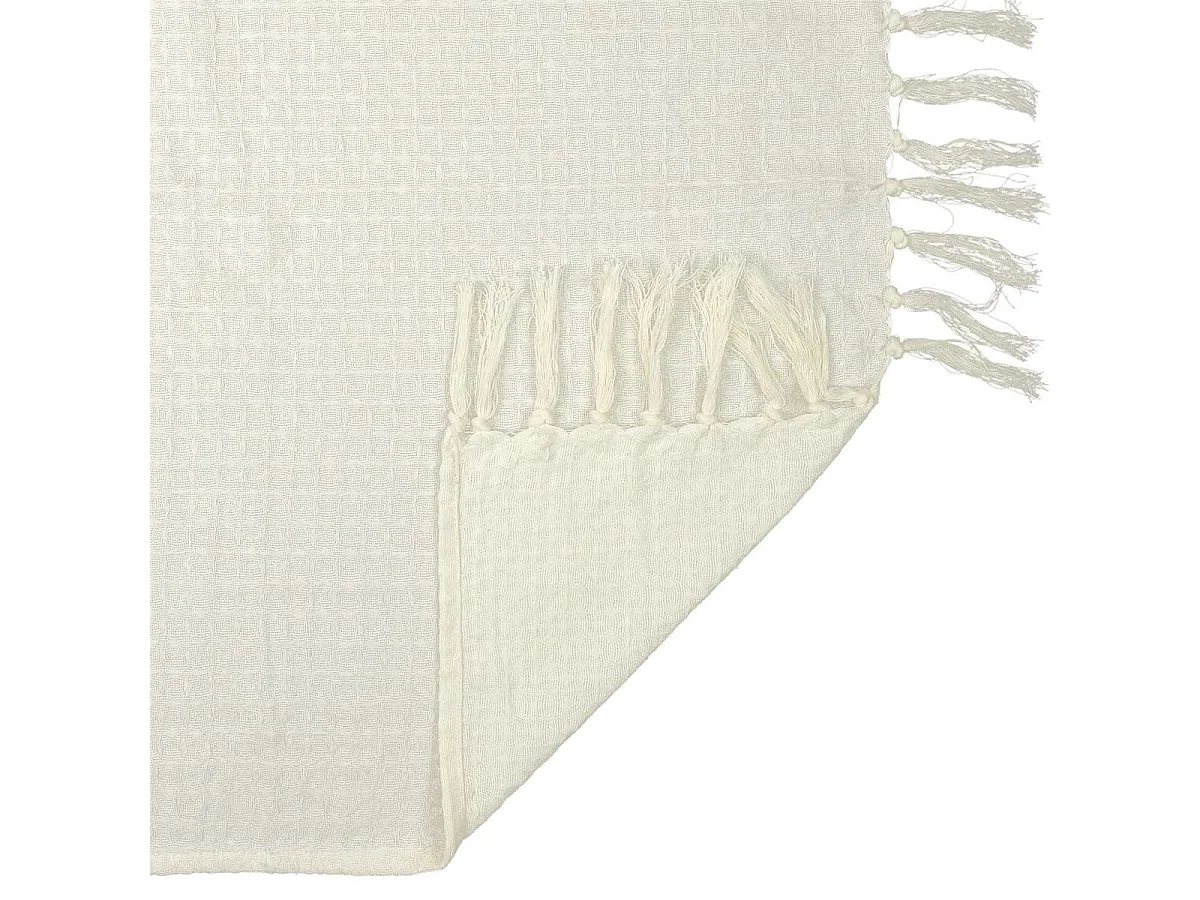 Plaid jeté de canapé 150x200cm style gaufré coloris ivoire