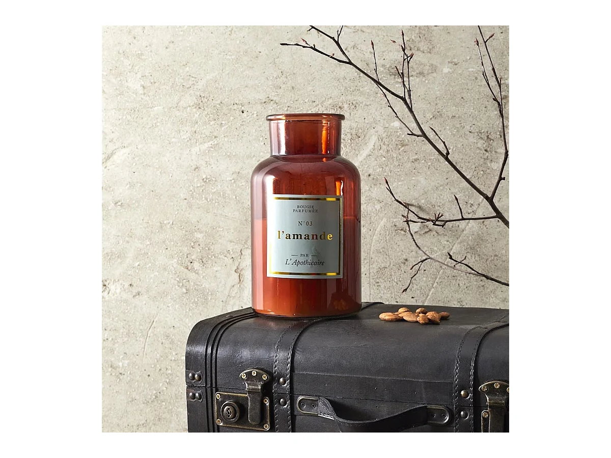 Bougie XXL en verre marron parfum amande (H25cm)