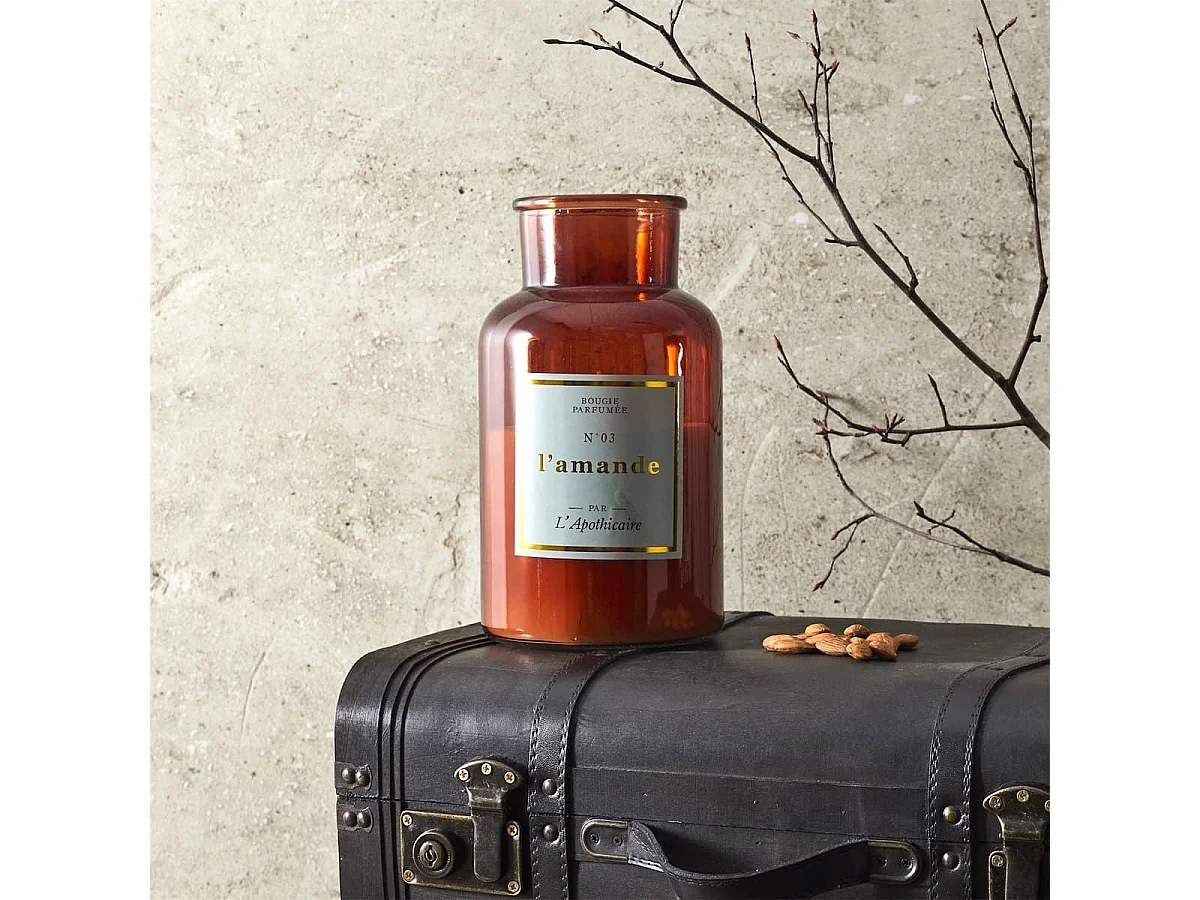 Bougie XXL en verre marron parfum amande (H25cm)