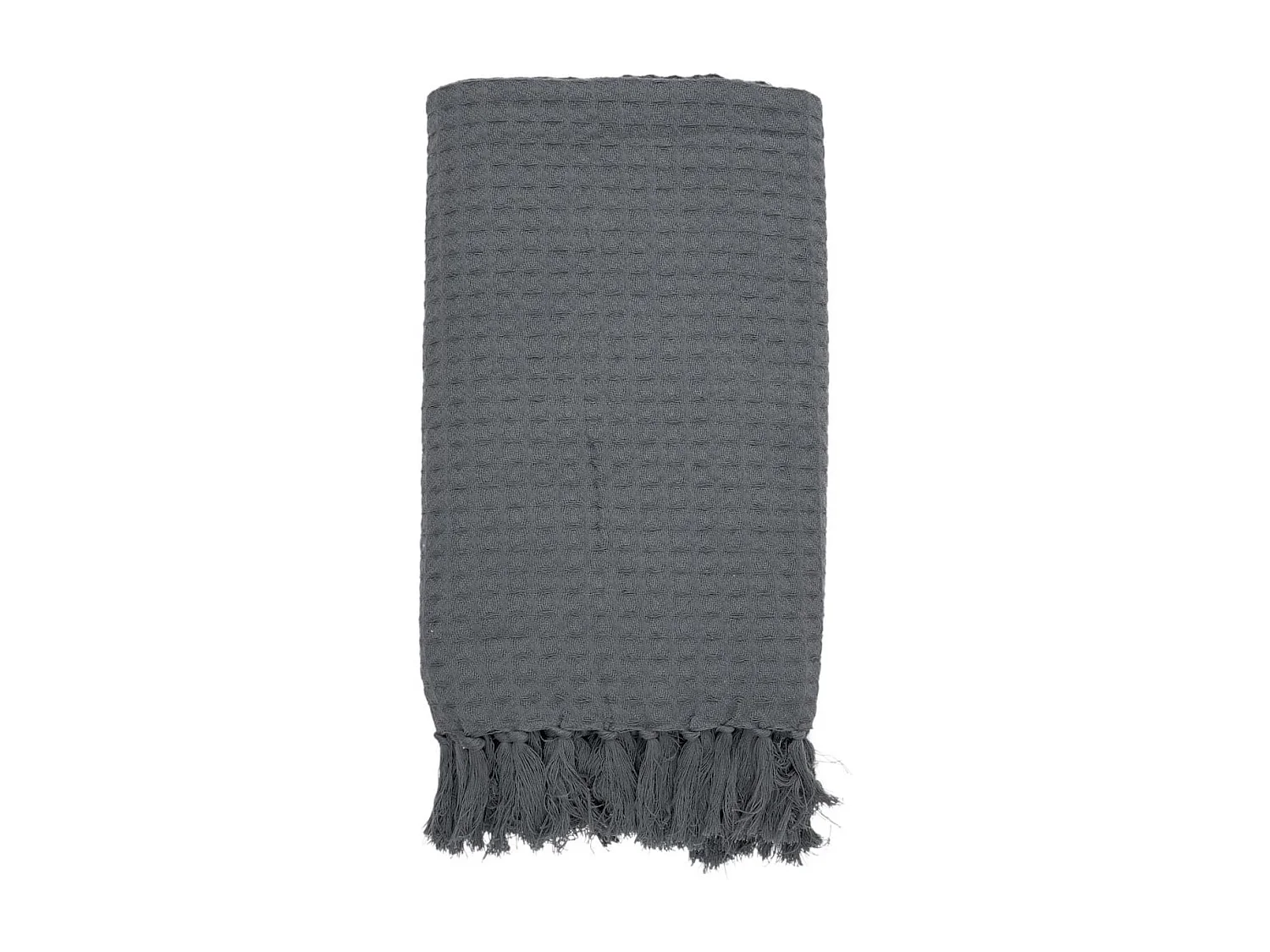 Plaid jeté de canapé 120x150cm style gaufré coloris gris anthracite