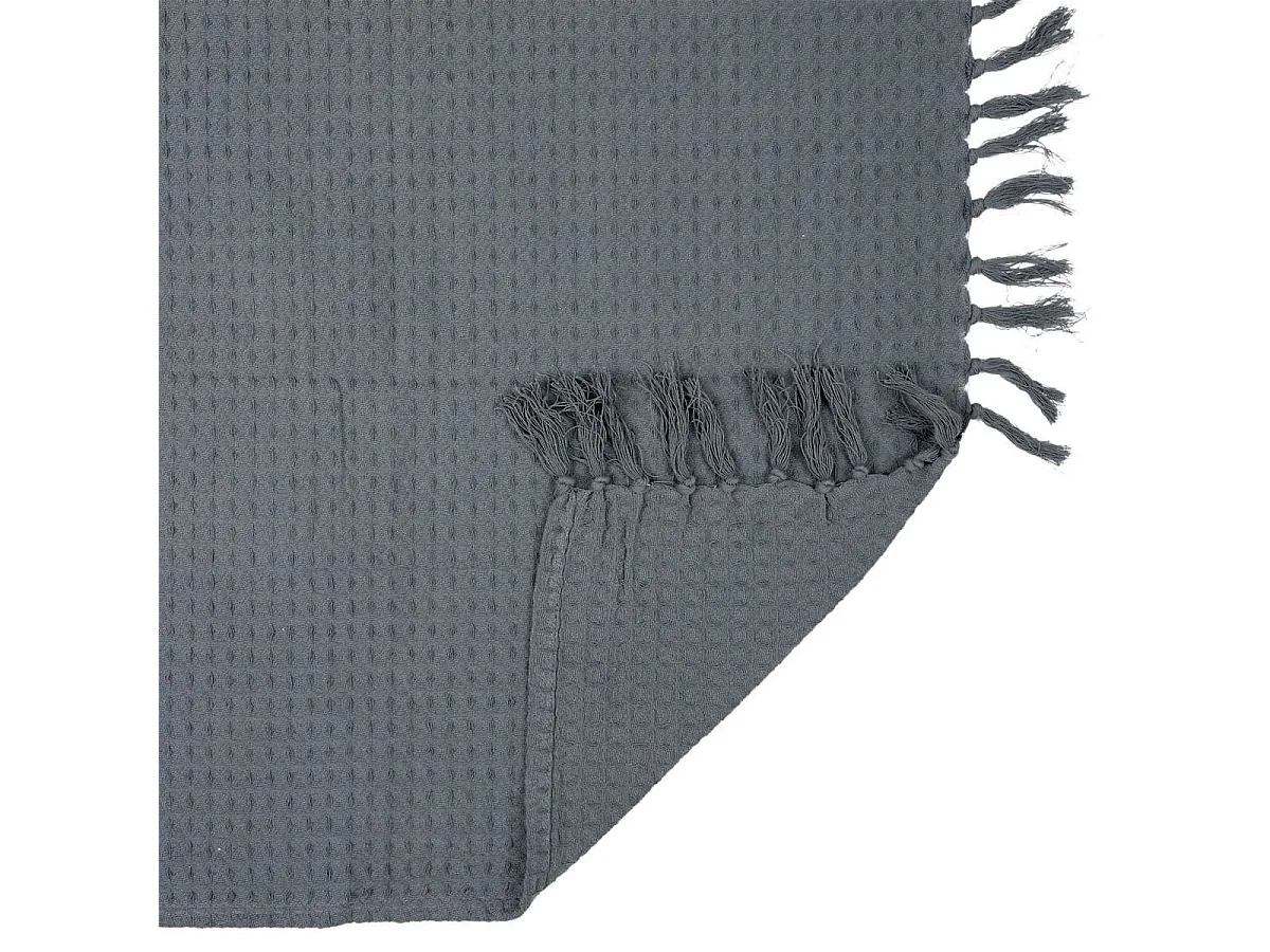 Plaid jeté de canapé 120x150cm style gaufré coloris gris anthracite