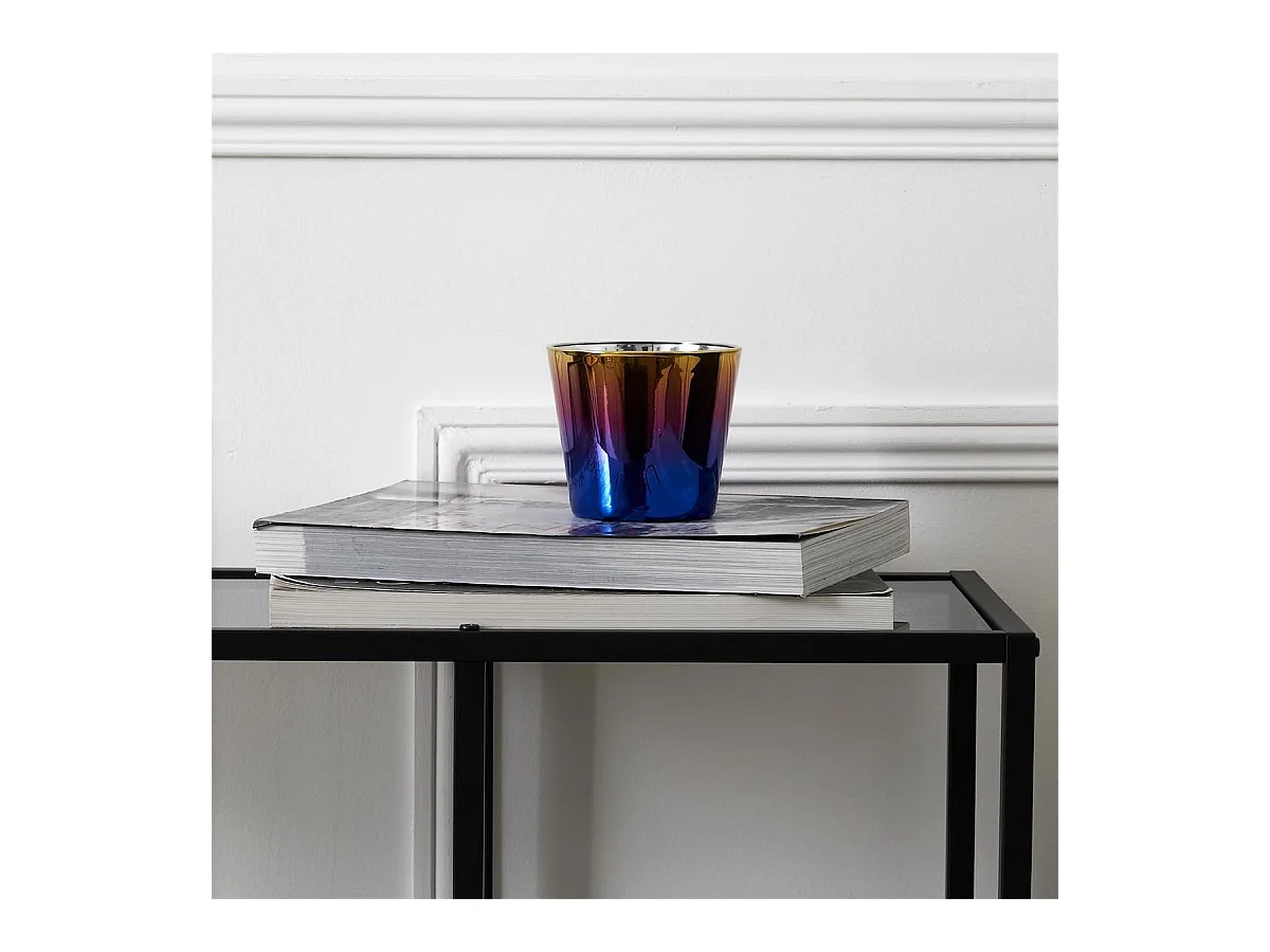 Bougie parfumée effet électroplagage multicolore (H8,3cm)senteur Rêve Poudré