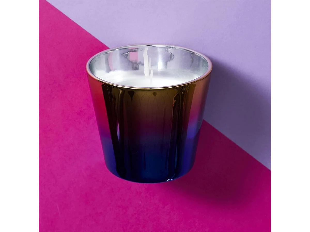 Bougie parfumée effet électroplagage multicolore (H8,3cm)senteur Rêve Poudré