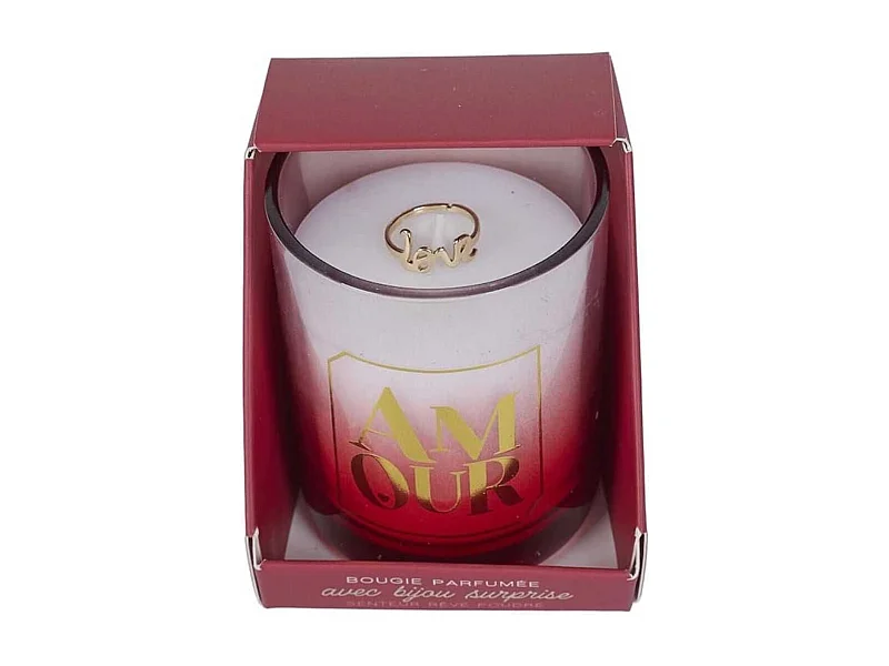 Bougie parfumée avec bague surprise (H8,4 cm) collection amour senteur rêve poudré