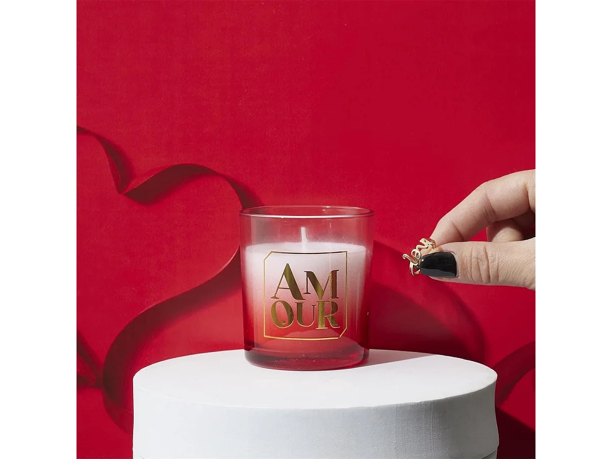 Bougie parfumée avec bague surprise (H8,4 cm) collection amour senteur rêve poudré