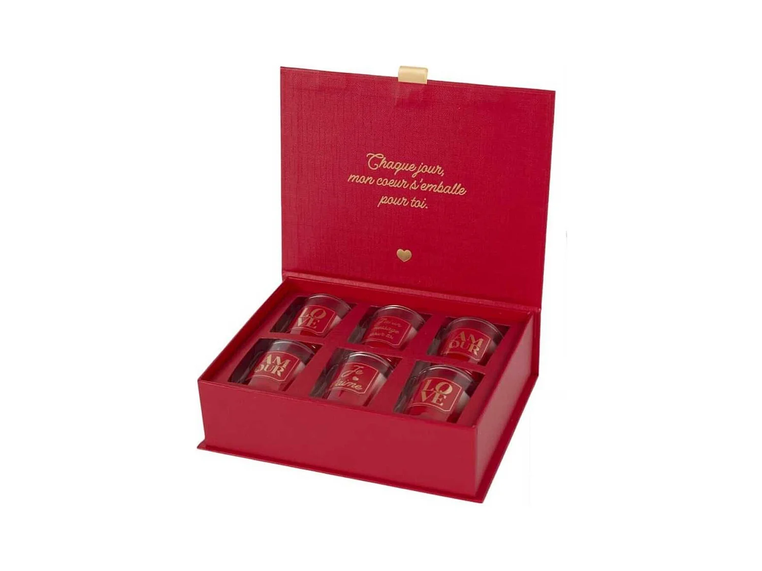 Coffret 6 bougies amour parfums musc blanc, orchidée blanche et rêve poudré