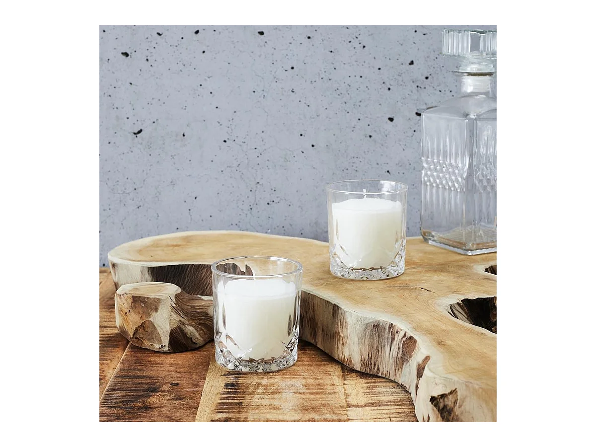 Coffret de 2 bougies parfumées en verre style whisky, parfum ambre