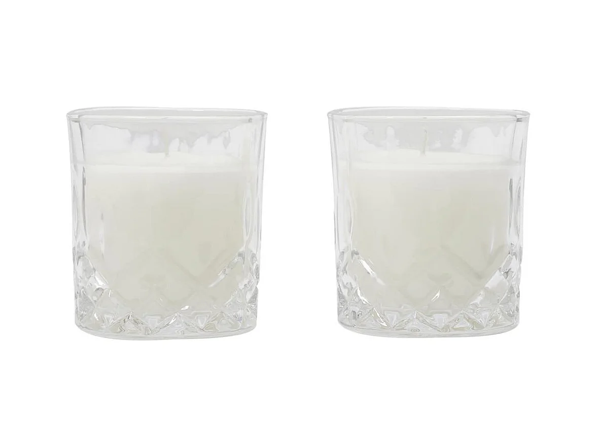Coffret de 2 bougies parfumées en verre style whisky, parfum ambre