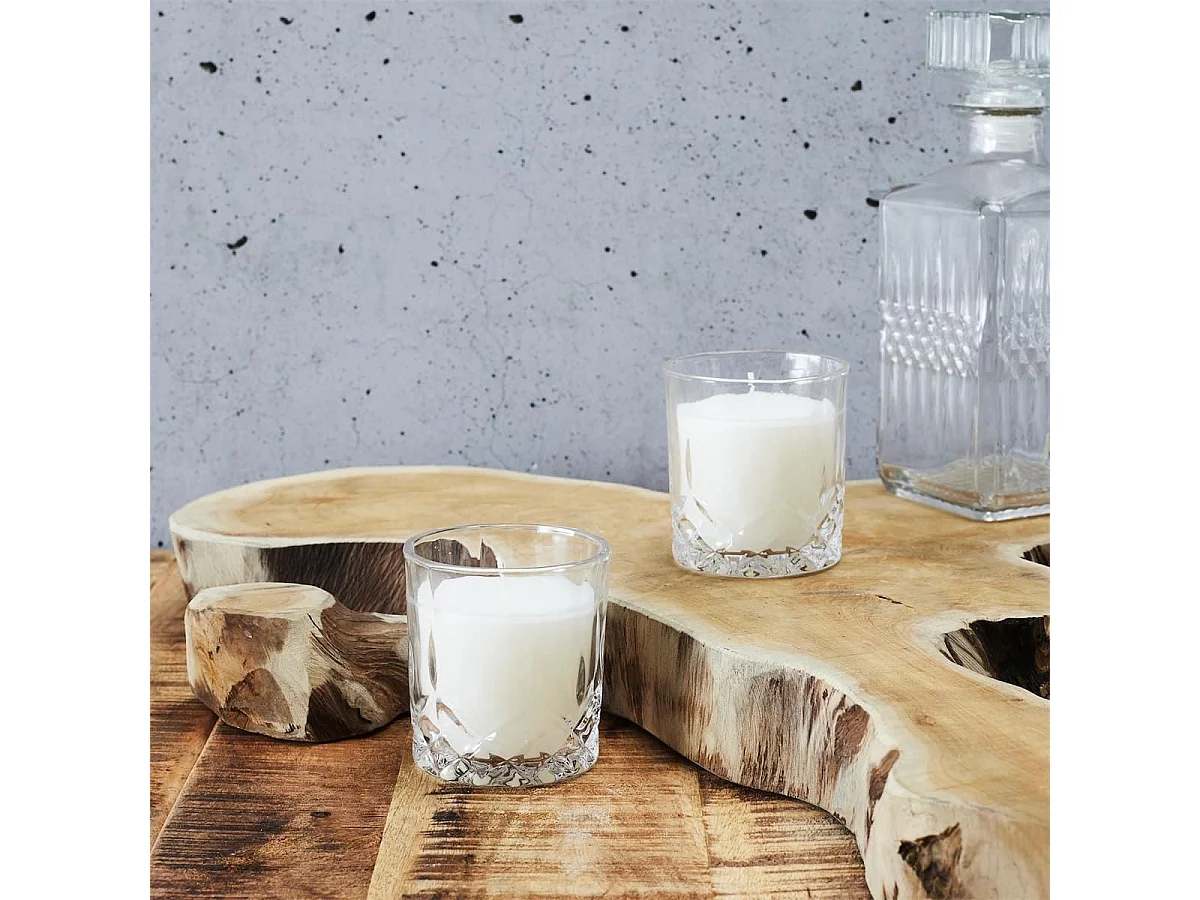 Coffret de 2 bougies parfumées en verre style whisky, parfum ambre