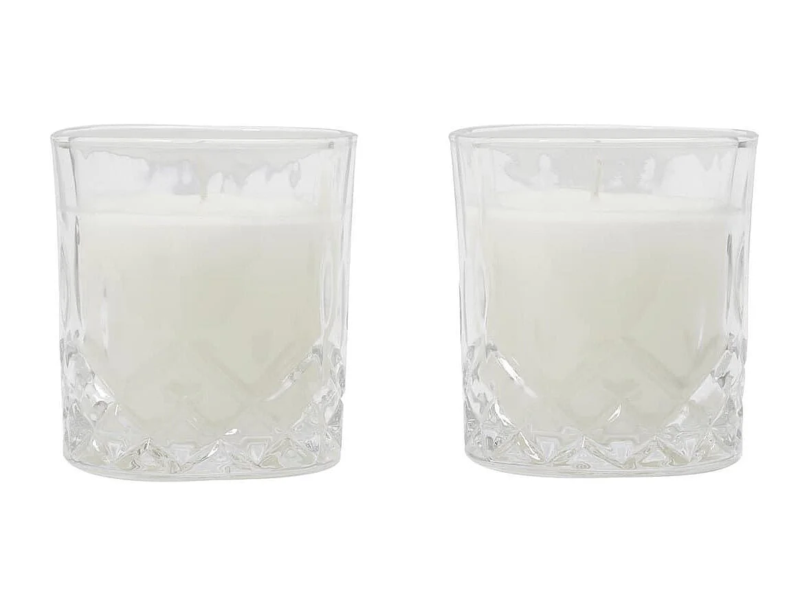 Coffret de 2 bougies parfumées en verre style whisky, parfum ambre