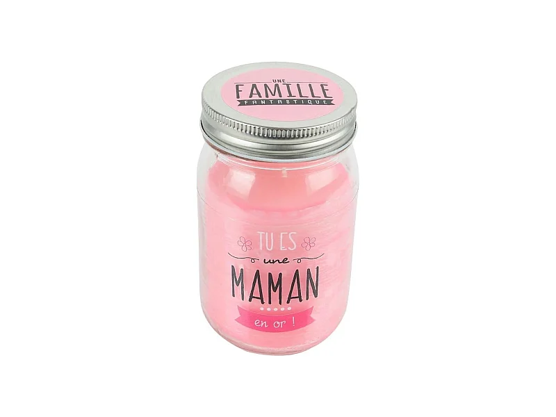 Bougie "maman" parfum fleur de printemps dans un bocal en verre avec couvercle (H13cm)