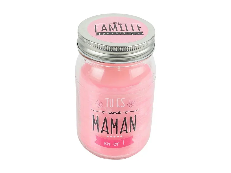 Bougie "maman" parfum fleur de printemps dans un bocal en verre avec couvercle (H13cm)