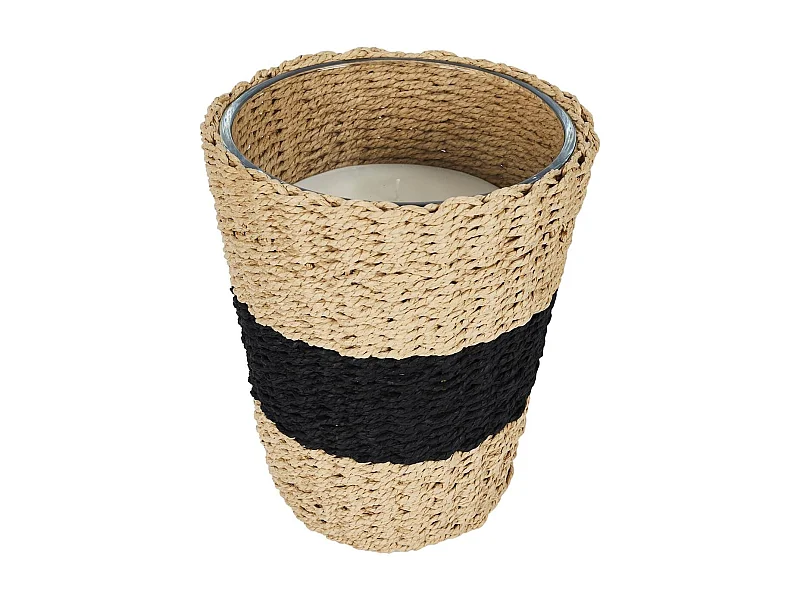 Bougie parfumée dans un panier Tressé (H23cm) senteur bois gingembre