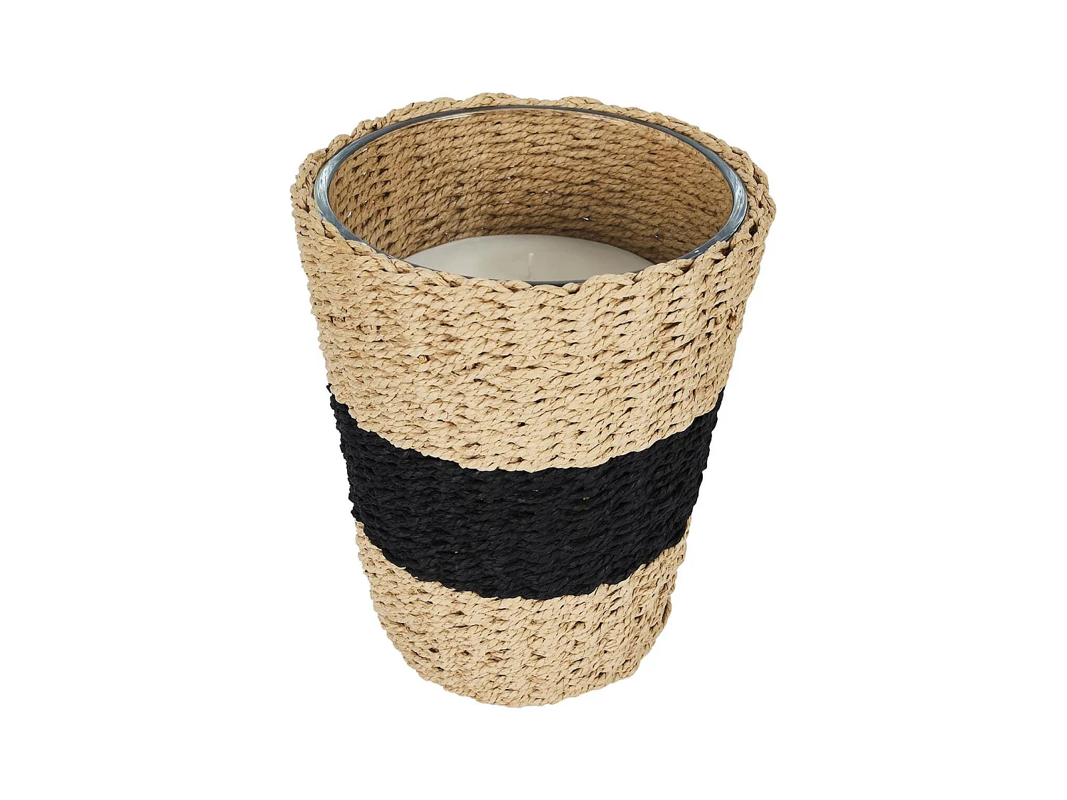 Bougie parfumée dans un panier Tressé (H23cm) senteur bois gingembre