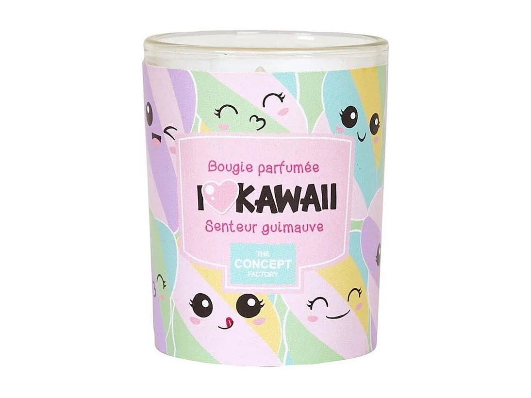 Coffret 1 bougie et un diffuseur d'ambiance kawaii parfums guimauve et vanille