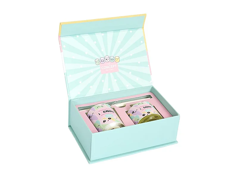 Coffret 1 bougie et un diffuseur d'ambiance kawaii parfums guimauve et vanille