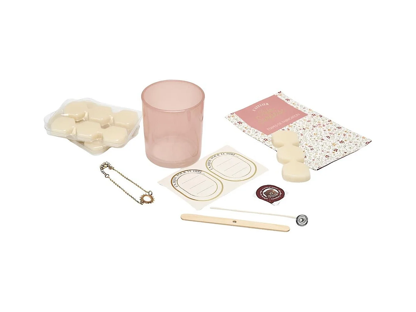 Coffret DIY fabrication 1 bougie parfumée à la rose avec bijou surprise
