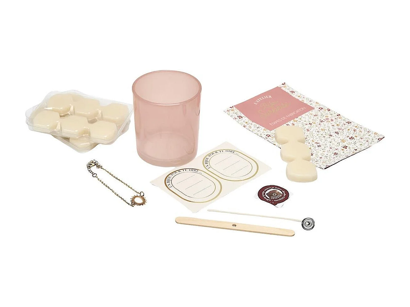 Coffret DIY fabrication 1 bougie parfumée à la rose avec bijou surprise