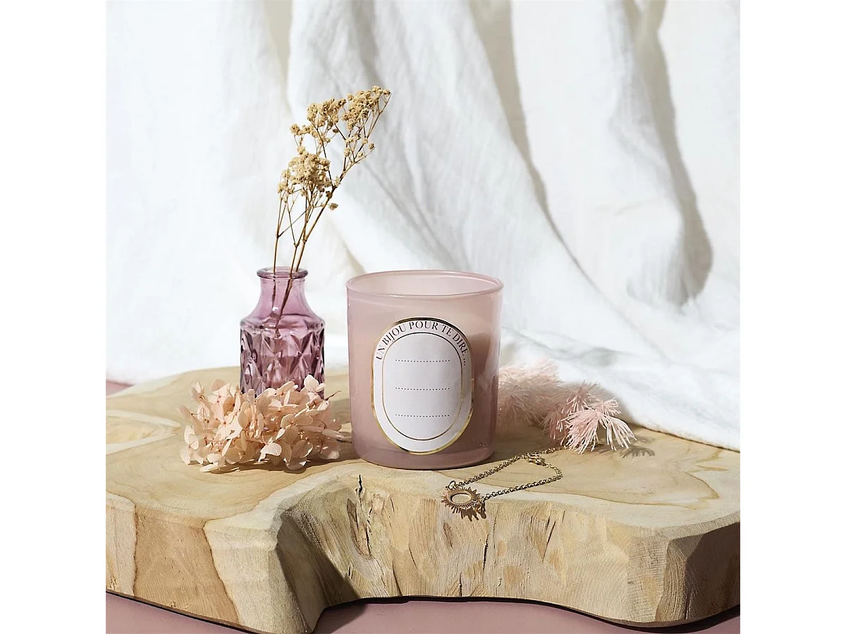 Coffret DIY fabrication 1 bougie parfumée à la rose avec bijou surprise