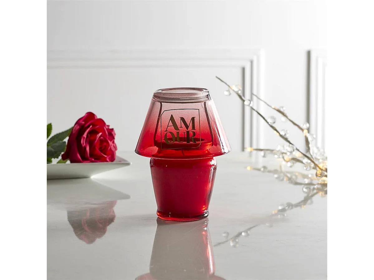 Bougie parfumée en forme de lampe d'amour (H12,5 cm) senteur rêve poudré