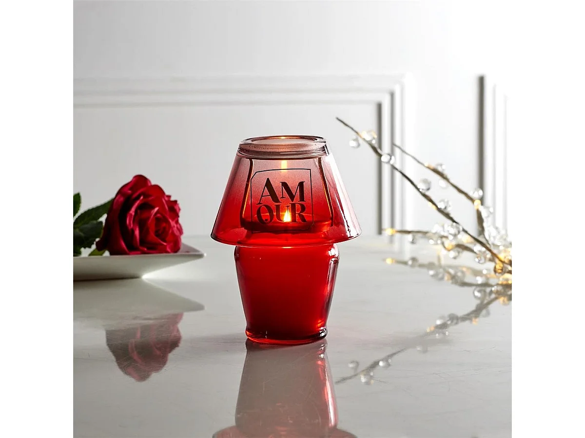 Bougie parfumée en forme de lampe d'amour (H12,5 cm) senteur rêve poudré