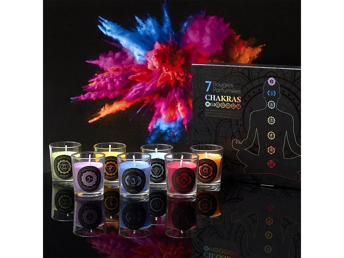 Coffret 7 bougies parfumées par L'essence des chakras