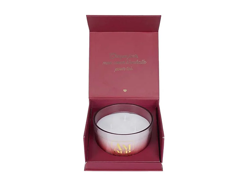 Coffret cadeau bougie 3 mèches senteur rêve poudré collection amour