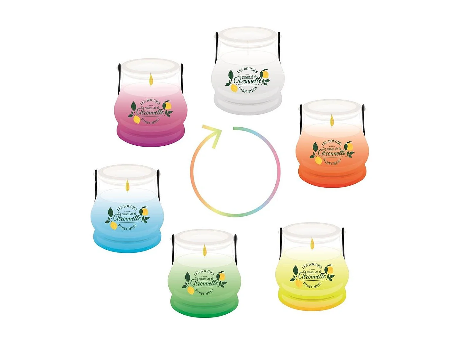 Bougie électrique citronnelle à piles avec 6 couleurs changeantes