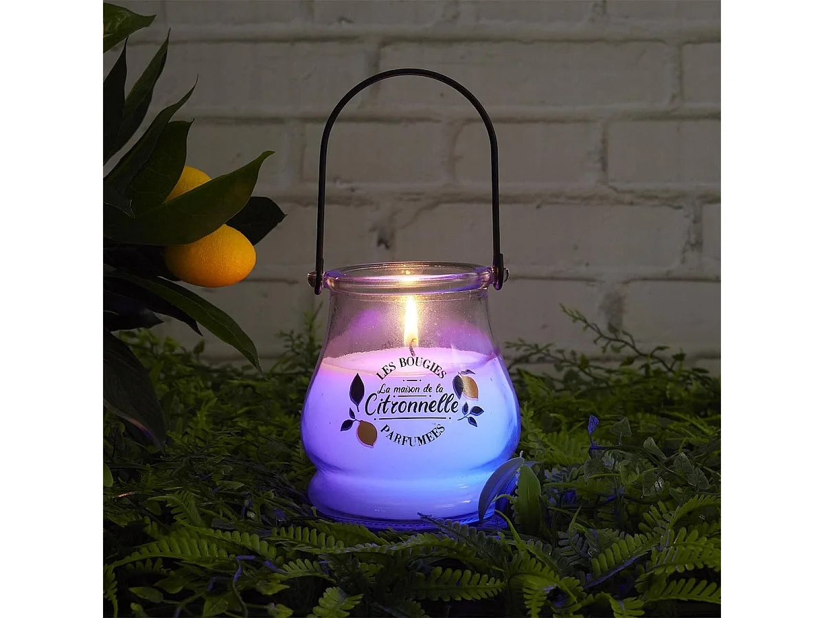 Bougie électrique citronnelle à piles avec 6 couleurs changeantes