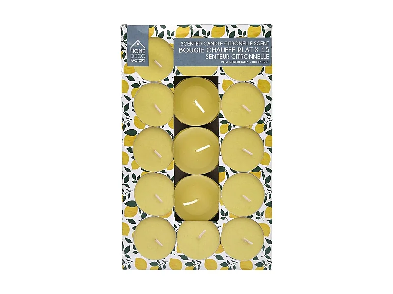 15 bougies chauffe-plat jaunes à la citronnelle