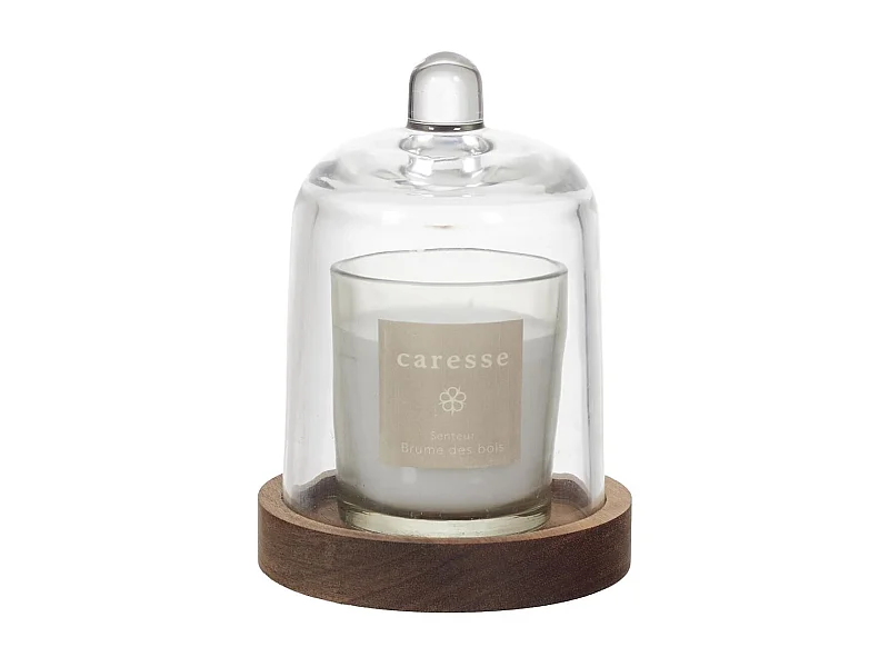 Bougie parfumée sous cloche (H15cm)senteur brume des bois