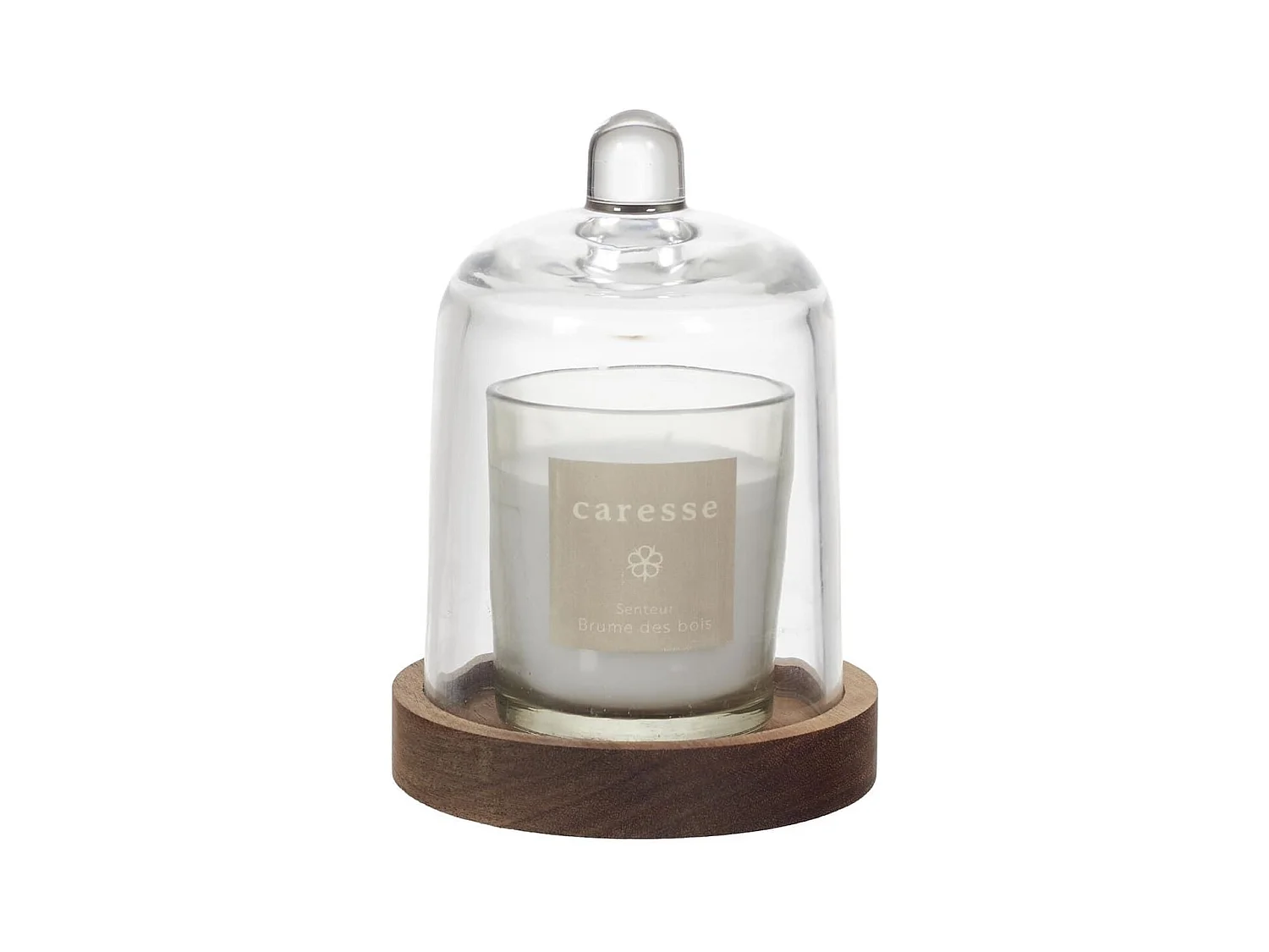 Bougie parfumée sous cloche (H15cm)senteur brume des bois