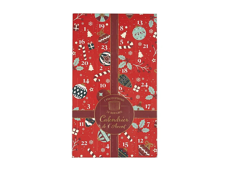 Calendrier de l'Avent Bougies Parfumées (3 parfums) avec Photophore en Verre