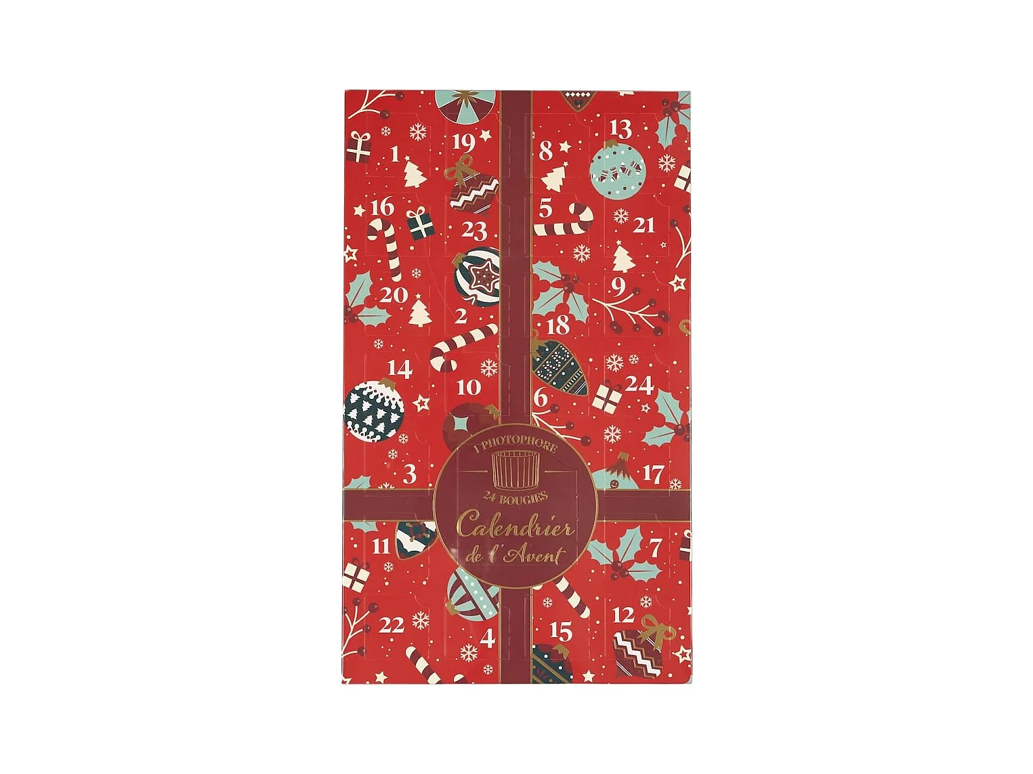 Calendrier de l'Avent Bougies Parfumées (3 parfums) avec Photophore en Verre