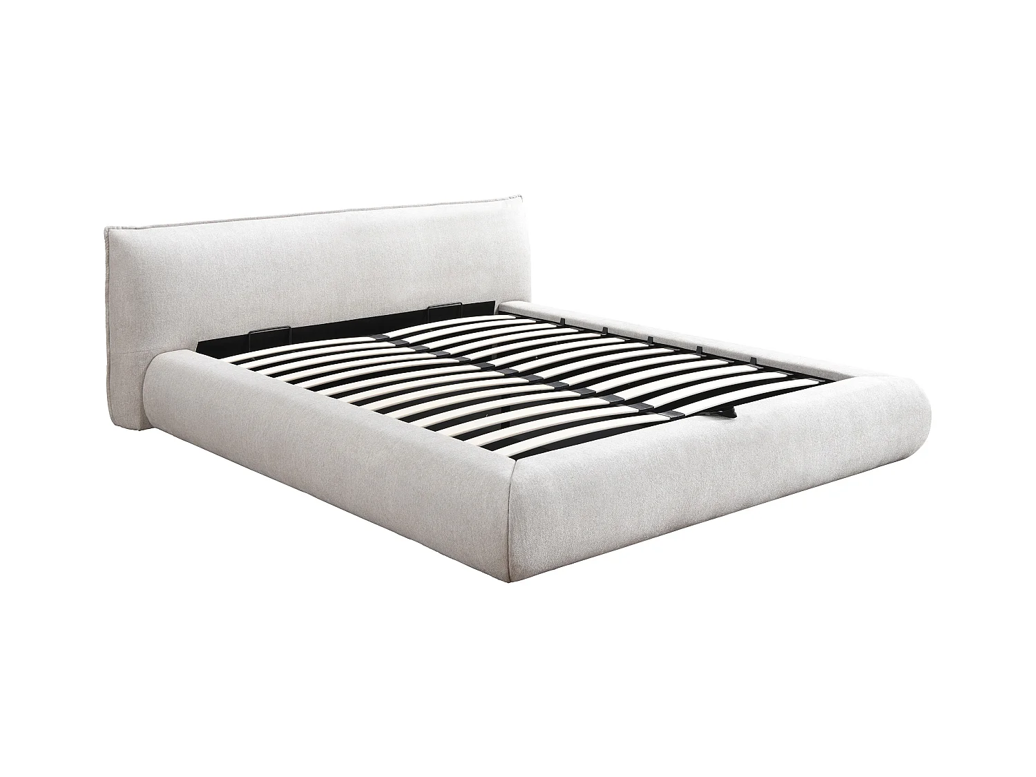 Letto contenitore 180 x 200 cm - Tessuto - Beige + Materasso - MIRSIO