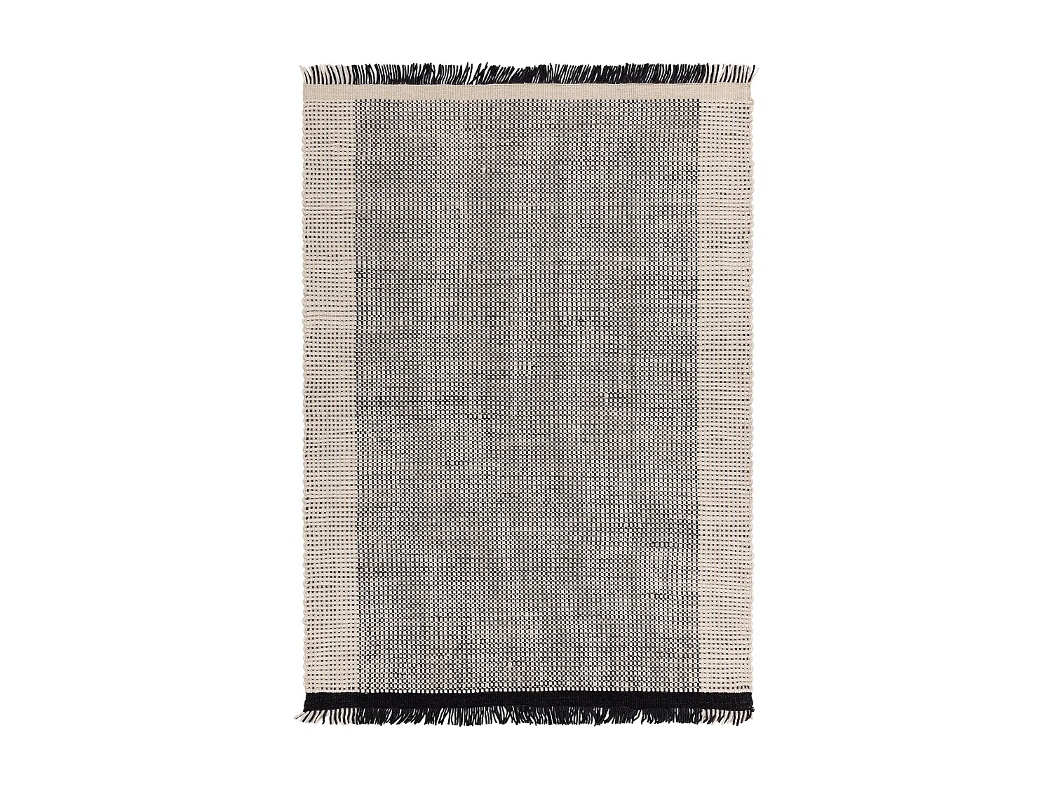 Handgeweven tapijt, 100% wol - 160x230cm - zwart, crème, wit - Avalon