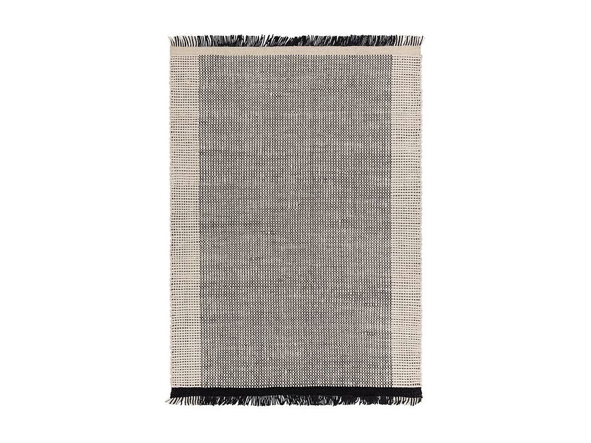Tapis tissé à la main 100% laine - 160x230cm - noir, crème, blanc - Avalon